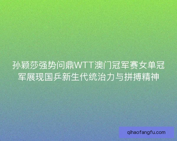孙颖莎强势问鼎WTT澳门冠军赛女单冠军展现国乒新生代统治力与拼搏精神