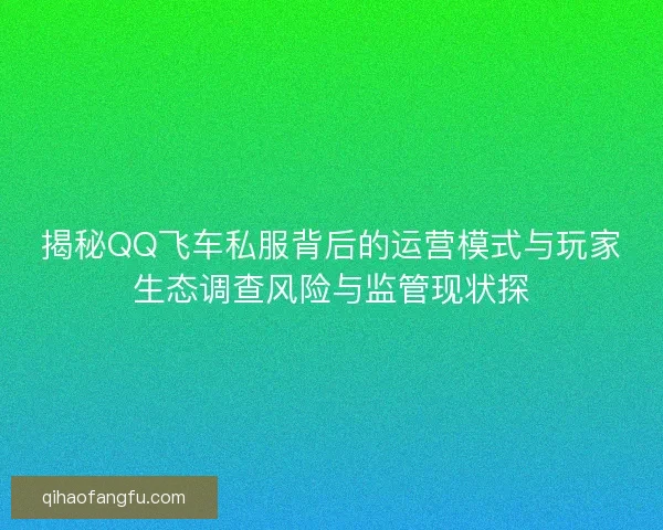 揭秘QQ飞车私服背后的运营模式与玩家生态调查风险与监管现状探 揭秘QQ飞车私服背后的运营模式与玩家生态调查风险与监管现状探